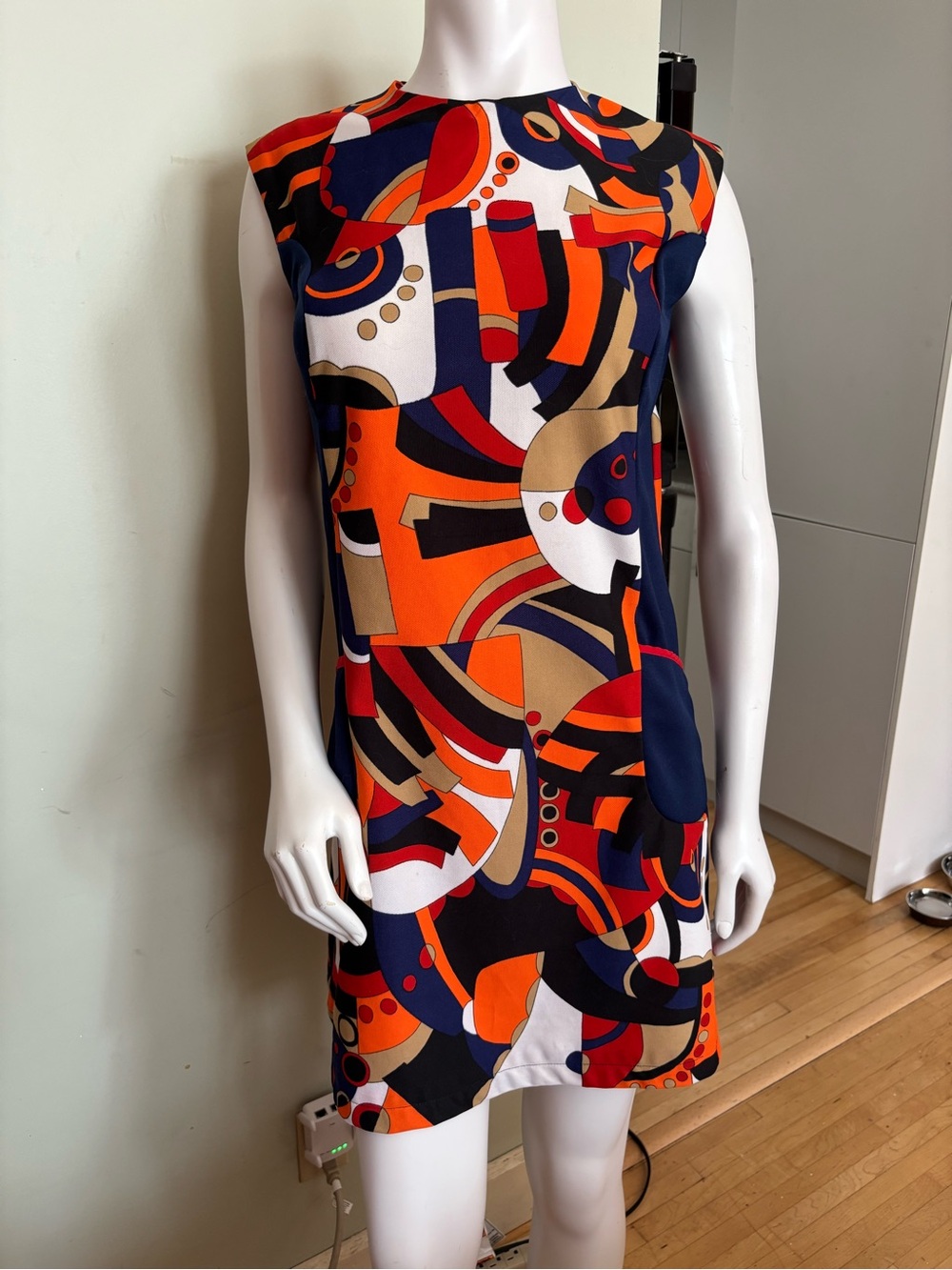 Vintage Mod Abstract Print Mini Dress
